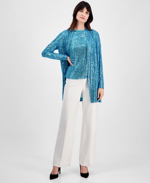 Women's Sequin Embellished Open-Front Jacket