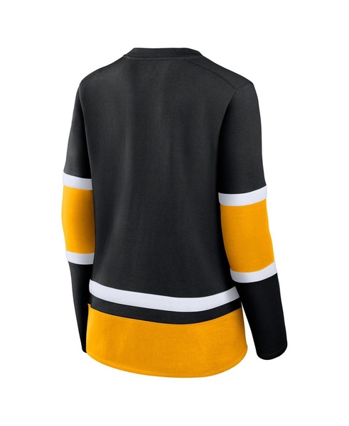 Women's Black Pittsburgh Penguins Prime Time Lace-Up Long Sleeve T-Shirt
