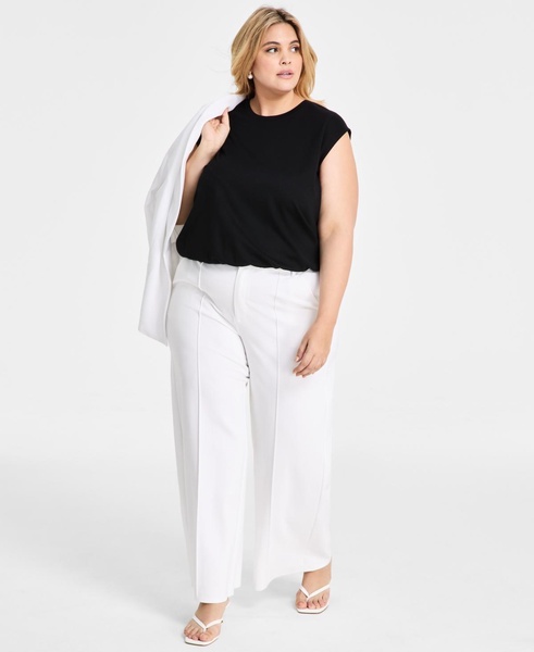 Trendy Plus Short-Sleeve Blouson Crewneck Top, Exclusively at Macy's