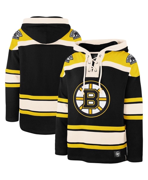 Men's Black, Gold Boston Bruins Superior Lacer Pullover Hoodie