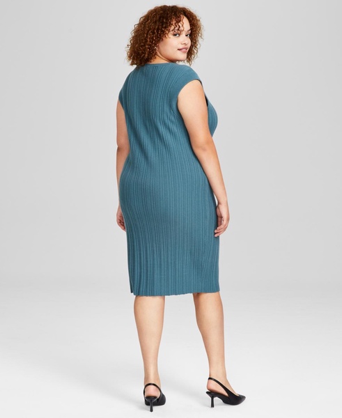 Trendy Plus Size Rib-Knit Sleeveless Dress, Created for Macy's