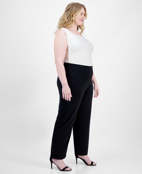 Plus Size Solid Pull-On Wide-Leg Pants
