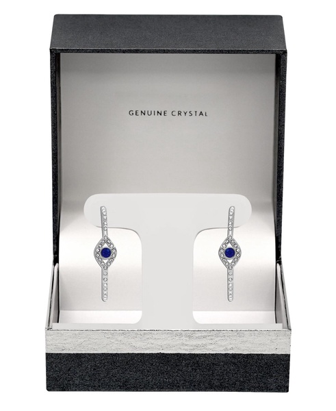Crystal Evil Eye C Hoop Post Earrings
