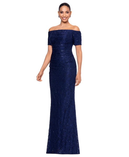 Women's Sequined Lace Off-The-Shoulder Gown
