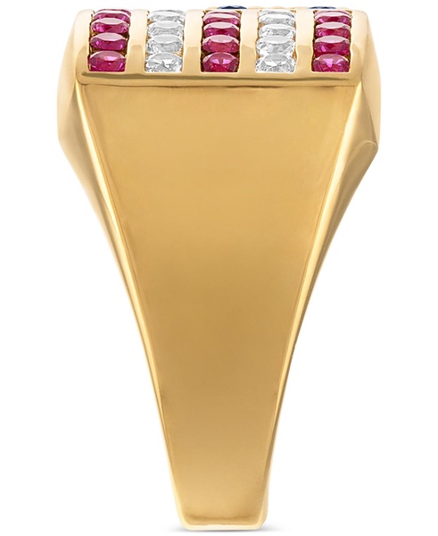 Men's Multi Lab Grown Gemstone Flag Ring (1-3/4 ct. t.w.) in 14k Gold-Plated Sterling Silver
