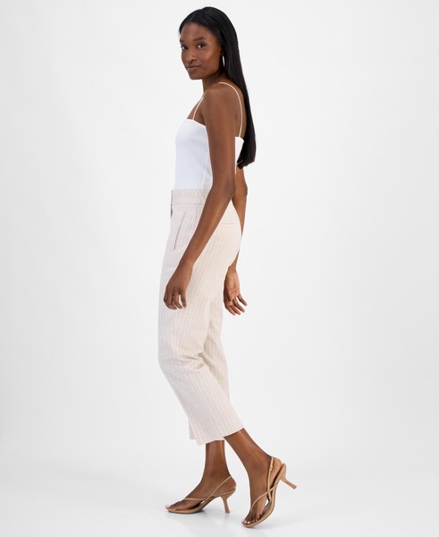 Women's Striped Straight-Leg Cropped Pants, Exclusively at Macy's