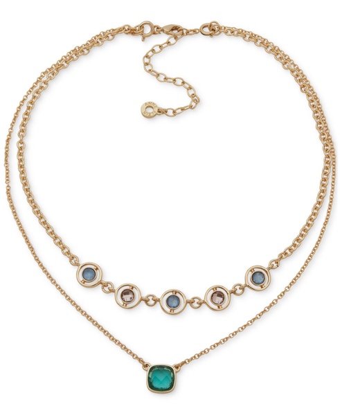 2-Pc. Gold-Tone Multi-Stone Crystal Pendant Necklace, 16" + 3" extender