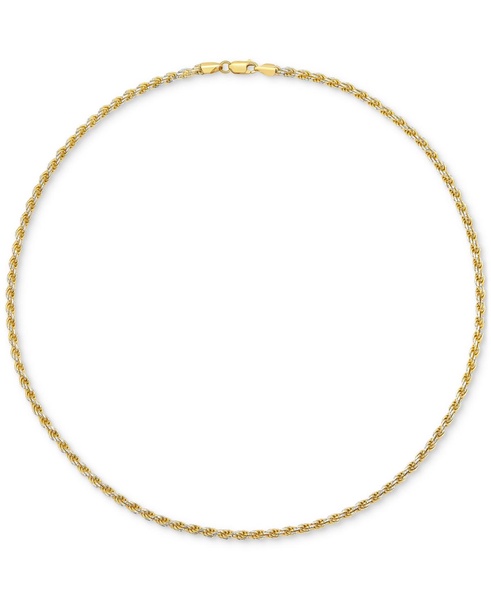 Men's Two-Tone Rope Link 22" Chain Necklace (4mm) in Sterling Silver & 14k Gold-Plate