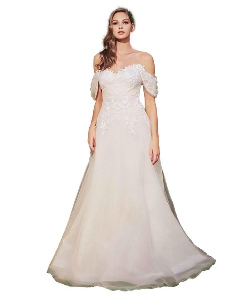 Women's Pierce Off-Shoulder Embroidered Gown