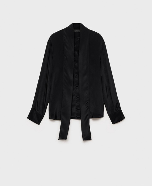 Women's Bow Detail Satin Shirt