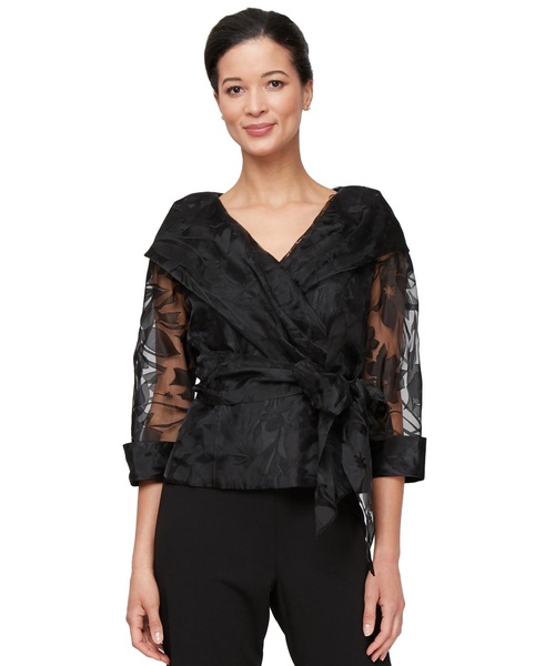 Women's Portrait-Neck Burnout-Organza Blouse