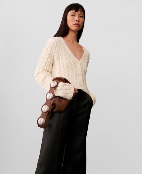 Women's Buttoned Knit Braided Cardigan