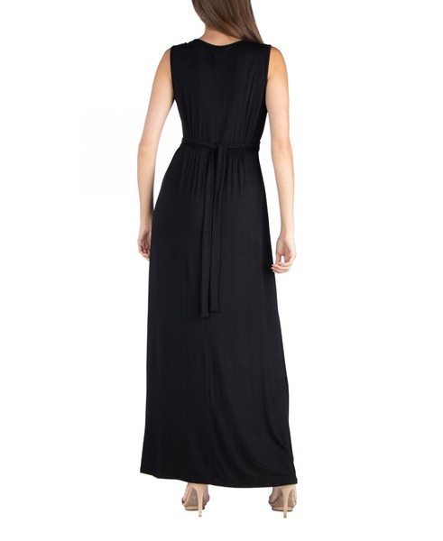 V-Neck Sleeveless Maxi Dress with Belt