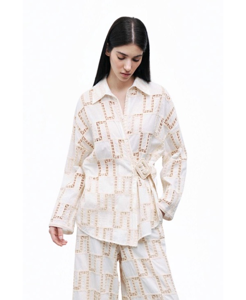 Women's Belted Embroidered Jacket