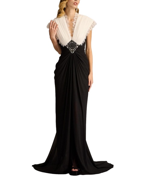 Amelie Lace Trim Chiffon Gown