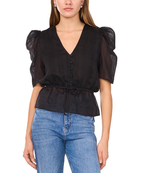 Women's Puff-Sleeve Peplum Top