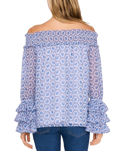 Women's Printed Ruffled Off-The-Shoulder Blouse