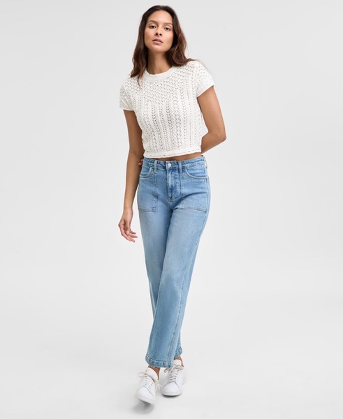 Women's Crochet Short-Sleeve Sweater, Exclusively at Macy's