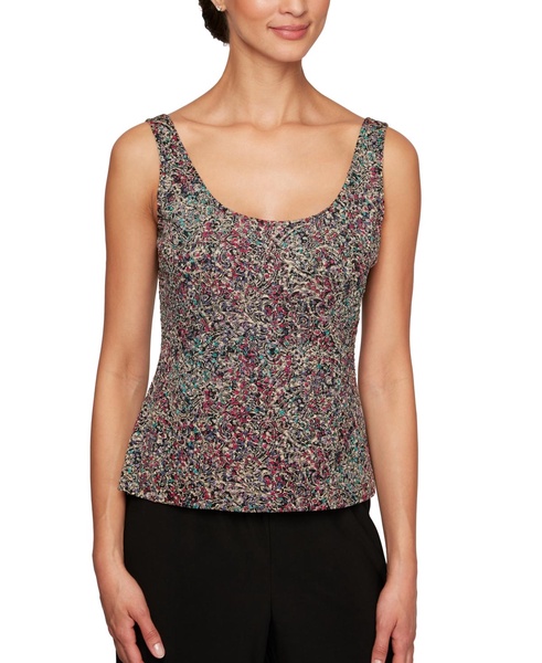 Petite 3/4-Sleeve Jacquard Jacket & Tank Top Set