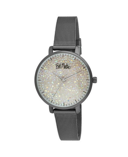 Women's Black Alloy Bracelet Glitter Dial Mesh Watch, 32mm