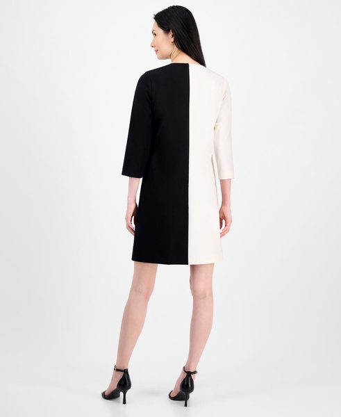 Women's Colorblocked 3/4-Sleeve Shift Dress