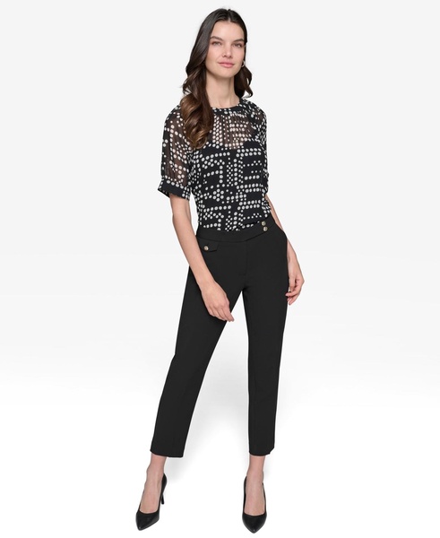 Women's Tab-Waist Slim Ankle Pants