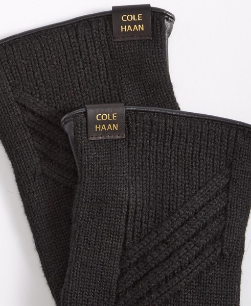 Women's Rib-Knit Leather-Palm Gloves