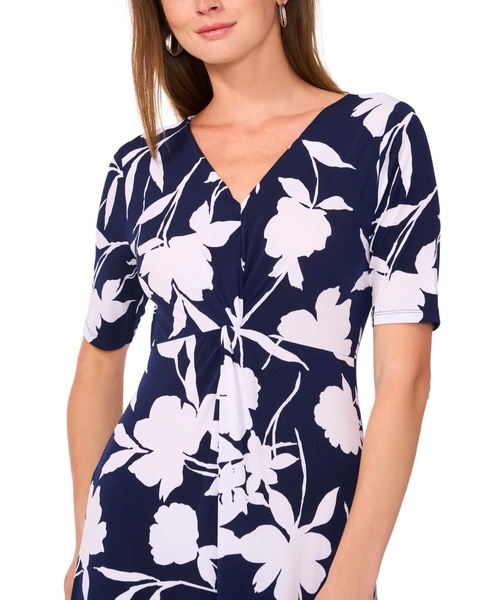 Women's Floral-Print Twist-Front Midi Dress