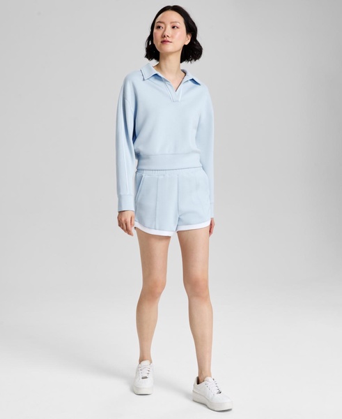 Women's Johnny Collar Scuba Top, Exclusively at Macy's