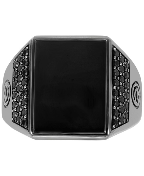 EFFY® Men's Onyx and Black Spinel Statement Ring in Black Rhodium-Plated Sterling Silver