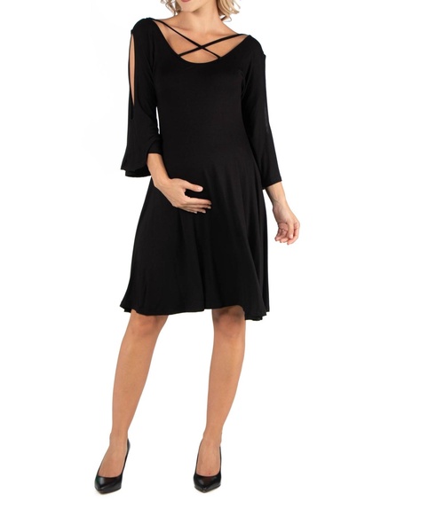 Maternity Knee Length Cold Shoulder Dress