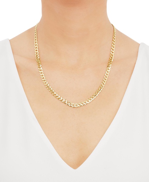 Concave Curb Link 20" Chain Necklace in 14k Gold-Plated Sterling Silver
