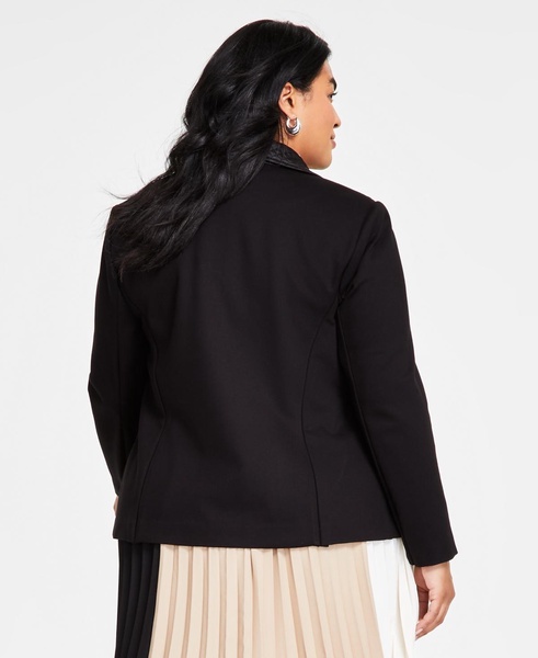 Plus Size Quilted Mixed-Media Moto Jacket