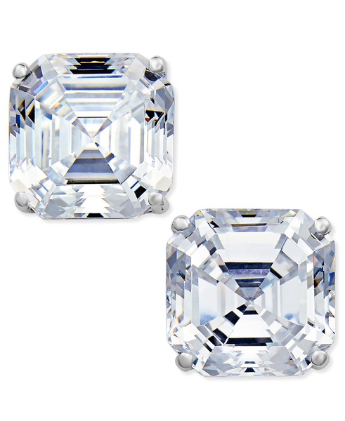 Cubic Zirconia Asscher Stud Earrings in 14k White Gold, Created for Macy's