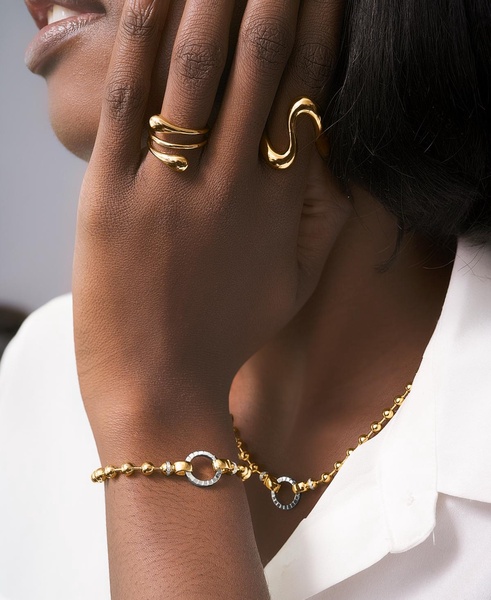 Diamond Beaded Bracelet (1/8 ct. t.w.) in  Gold Vermeil & Sterling Silver, Exclusively at Macy's