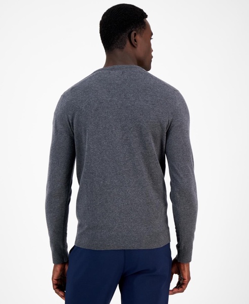 Men's Solid V-Neck Cotton Sweater, Created for Macy's
