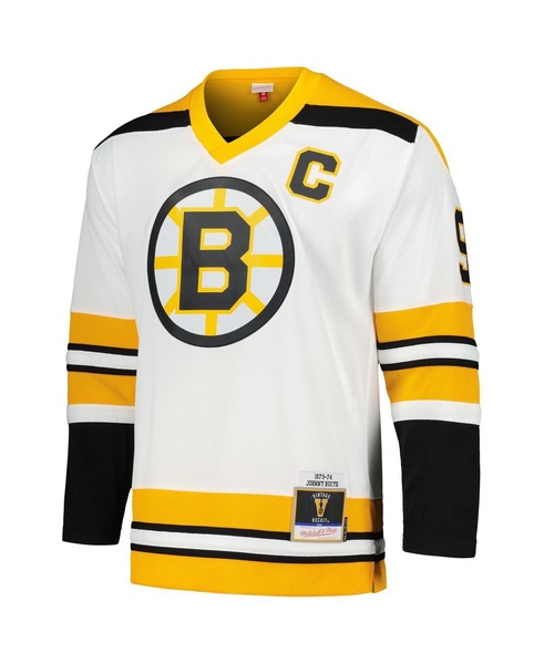 Men's Johnny Bucyk White Boston Bruins 1973/74 Blue Line Player Jersey