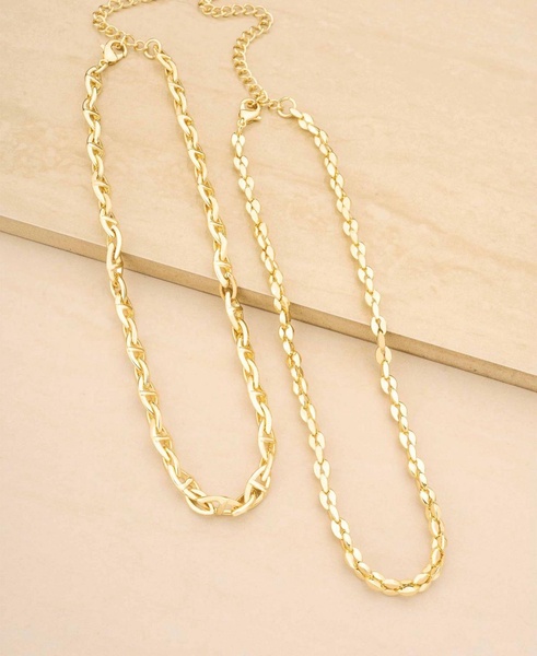 Golden Rays Necklace Set in 18K Gold Plating, 2 Piece