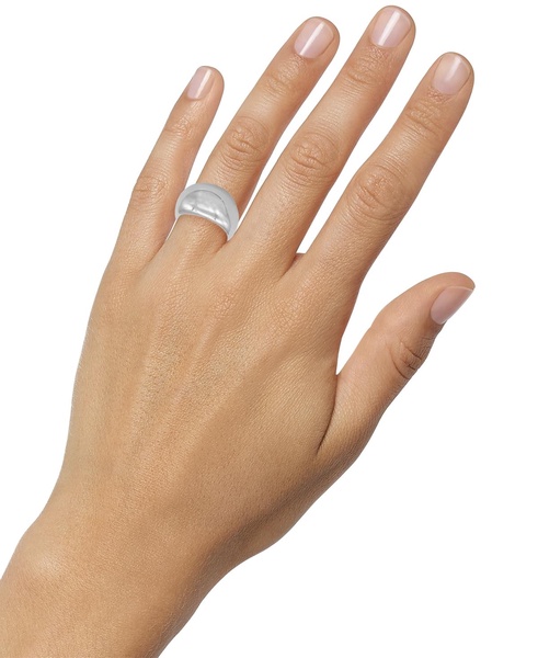 Silver-Tone Water-Resistant Tall Dome Ring