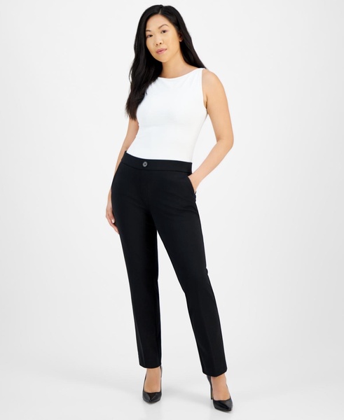 Petite Pull-On Faux-Fly Front Pants 