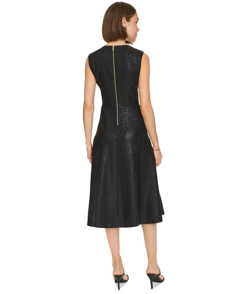 Women's Metallic-Print Fit & Flare Dress