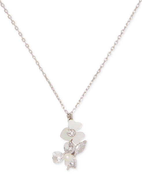 Mixed Stone Flower Pendant Necklace, 16" + 3" extender