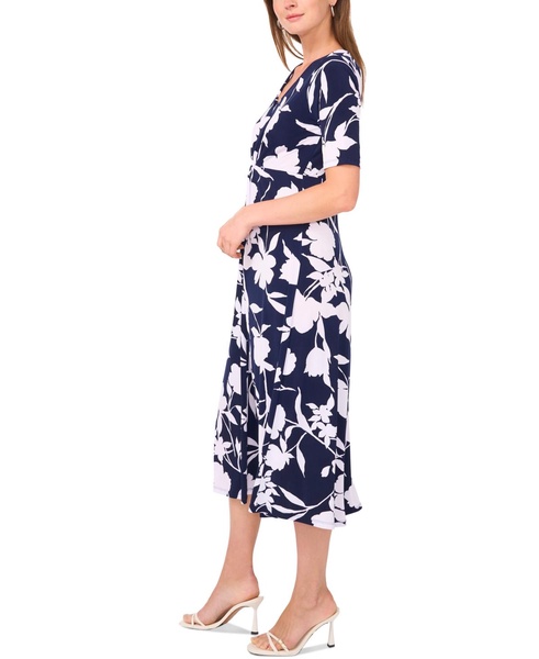 Petite Printed Short-Sleeve Midi Dress