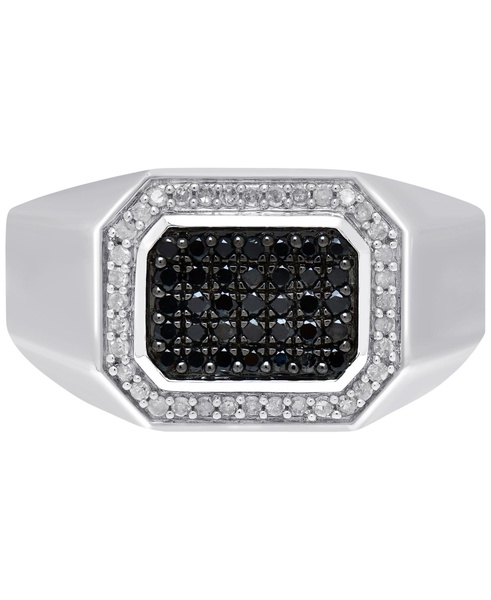 Men's Black Diamond (1/3 ct. t.w.) & White Diamond (1/6 ct. t.w.) Ring in Sterling Silver