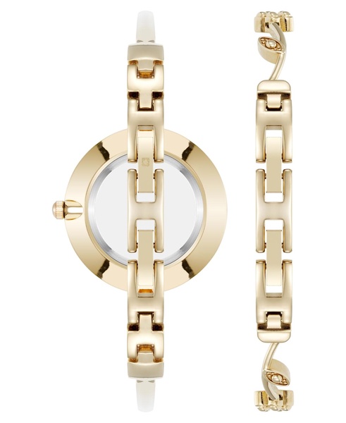 Women's Quartz Charming Floral Gold-Tone Metal Alloy Watch Set, 32mm