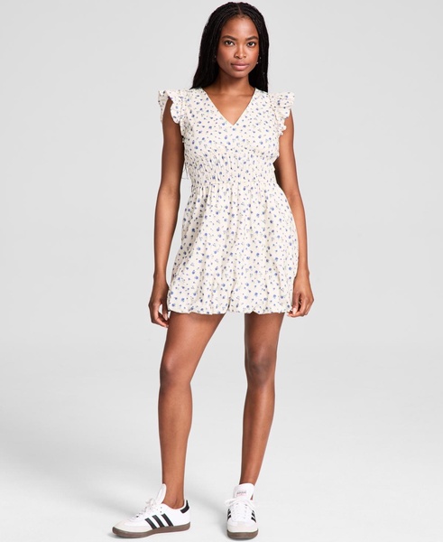 Women's Floral Cotton Bubble-Hem Mini Dress, Exclusively at Macy's