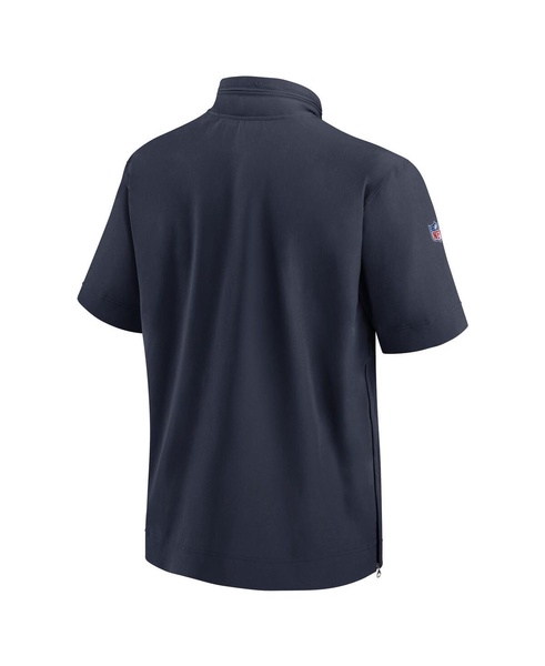 Men's Navy Chicago Bears Sideline Coach Short Sleeve Hoodie Quarter-Zip Jacket