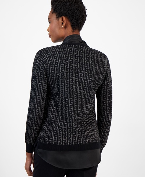 Women's Layered Jacquard Shimmer Sweater 