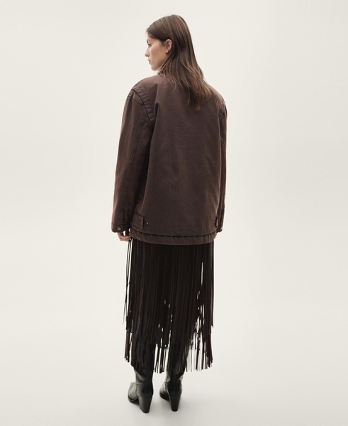 Women's Contrasting Collar Denim Parka