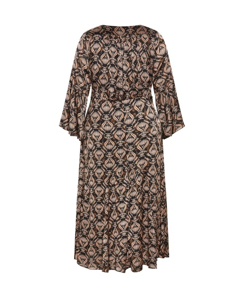 Plus Size Tie Front Fan Maxi Dress